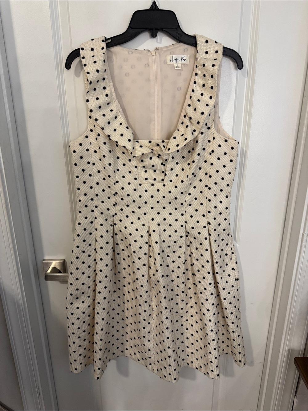 Sleeveless Cream Polka Dot Midi Dress by Haute & Re